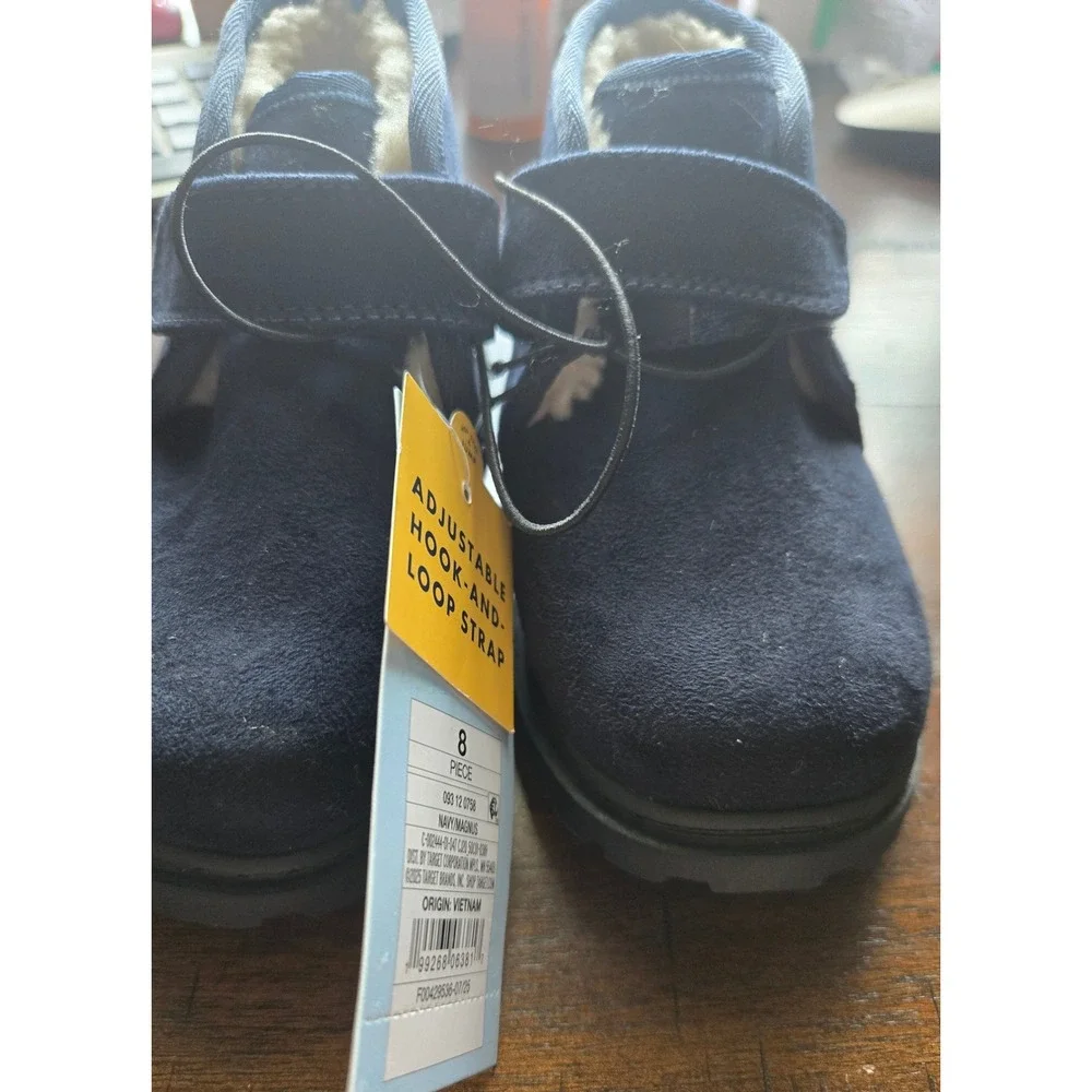 Cat & Jack Navy Magnus Toddler Faux Fur Lined Ankle Boots Navy Blue Size 8 NEW